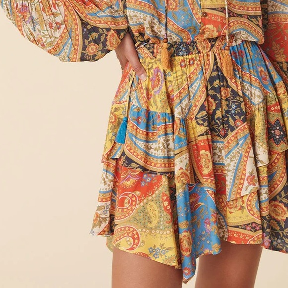 EUC Spell & the Gypsy Collective Kaleidoscope Belladonna Handkerchief Mini Skirt - Picture 4 of 15